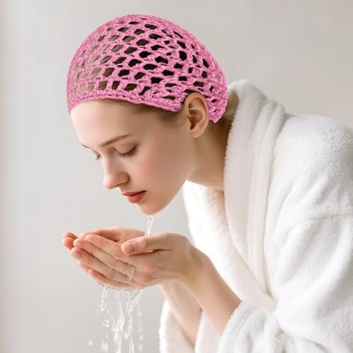 3-Pack Soft Mesh Hair Nets for Sleeping – Elastic Crochet Hair Wraps for Women, Thick, Long, Short or Curly Hair (Black, Pink, Blue) Avelisse