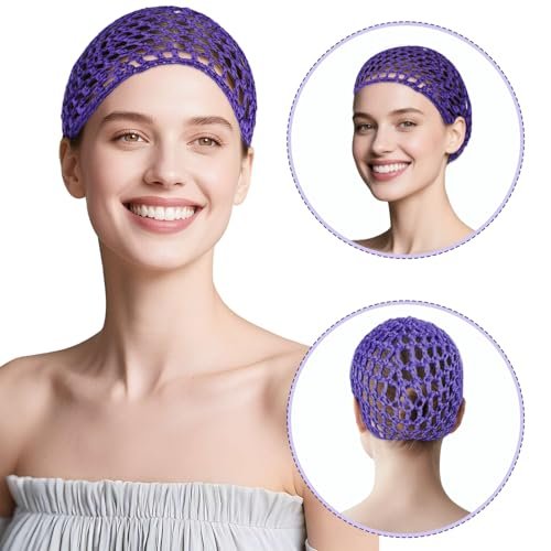 3-Pack Soft Mesh Hair Nets for Sleeping – Elastic Crochet Hair Wraps for Women, Thick, Long, Short or Curly Hair (Black, Pink, Blue) Avelisse