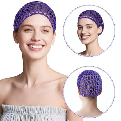 3-Pack Soft Mesh Hair Nets for Sleeping – Elastic Crochet Hair Wraps for Women, Thick, Long, Short or Curly Hair (Black, Pink, Blue) Avelisse