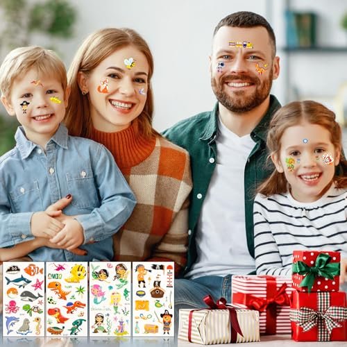 Habett Luminous Tattoos for Kids: 200+ Mixed Styles Temporary Tattoos Stickers Set for Girls and Boys - Space, Dinosaur, Animals, Butterfly Avelisse