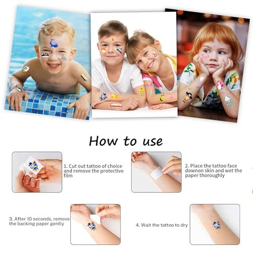 Habett Luminous Tattoos for Kids: 200+ Mixed Styles Temporary Tattoos Stickers Set for Girls and Boys - Space, Dinosaur, Animals, Butterfly Avelisse