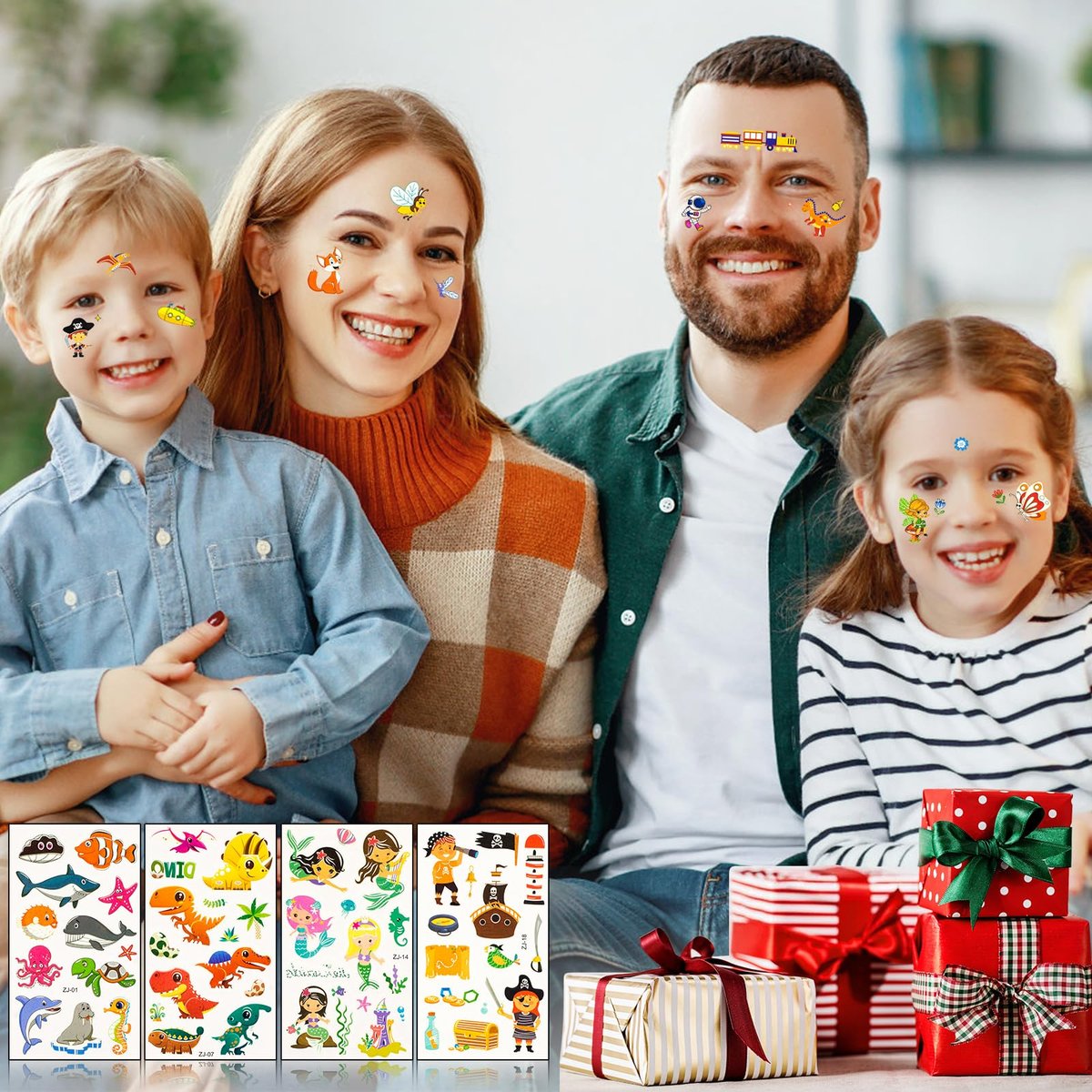 Habett Luminous Tattoos for Kids: 200+ Mixed Styles Temporary Tattoos Stickers Set for Girls and Boys - Space, Dinosaur, Animals, Butterfly Avelisse