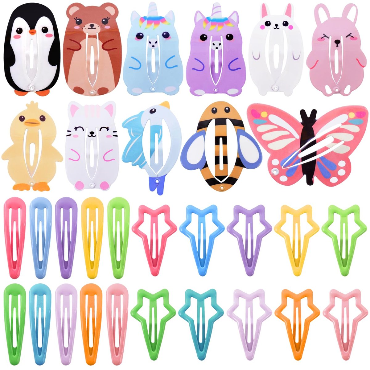 32pcs Colorful Metal Fruit & Animal Hair Clips for Girls Women Teens Kids - No Slip Barrettes for Birthday Party - görsel 1
