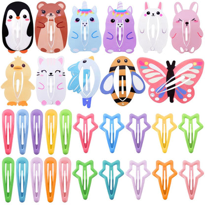 32pcs Colorful Metal Fruit & Animal Hair Clips for Girls Women Teens Kids - No Slip Barrettes for Birthday Party