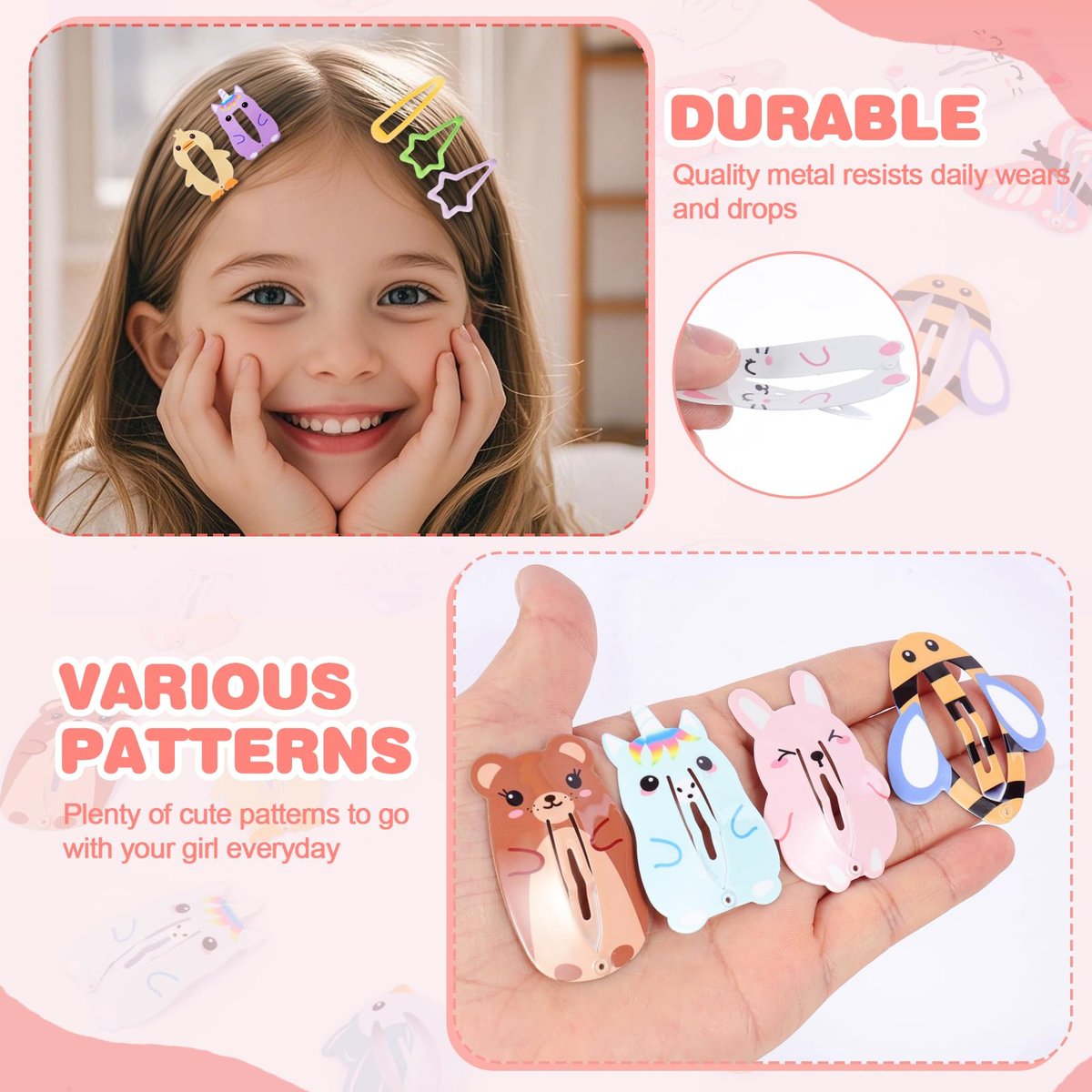 32pcs Colorful Metal Fruit & Animal Hair Clips for Girls Women Teens Kids - No Slip Barrettes for Birthday Party - görsel 5