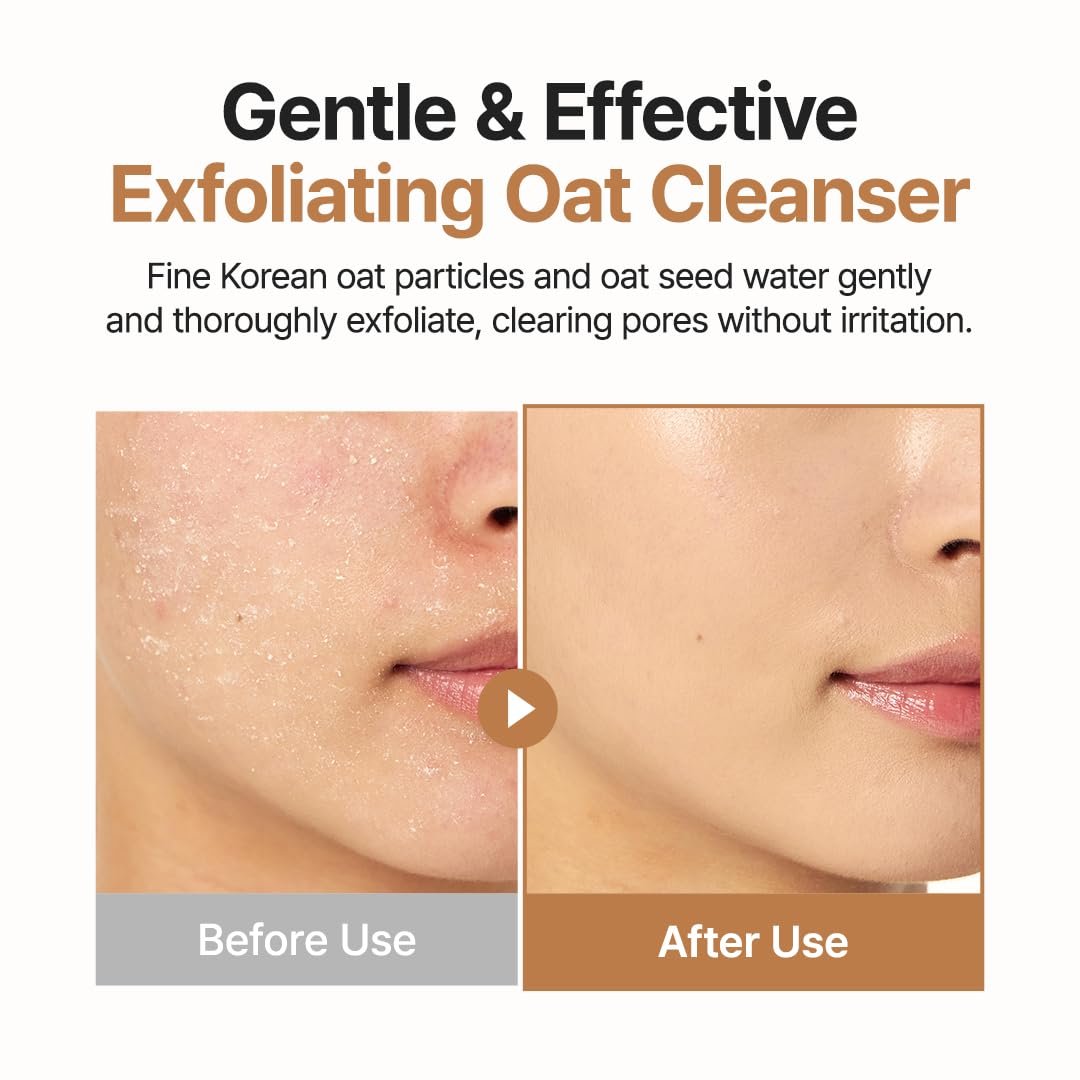 Purito Oat Exfoliating Facial Polish Cleanser - Hydrating Daily Face Wash with Gentle Scrub Clay, Pore Minimizing, Panthenol, Oat Seed Water, Vegan, Non-comedogenic Korean Skin Care (5.07 fl.oz) Avelisse