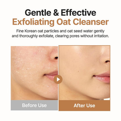 Purito Oat Exfoliating Facial Polish Cleanser - Hydrating Daily Face Wash with Gentle Scrub Clay, Pore Minimizing, Panthenol, Oat Seed Water, Vegan, Non-comedogenic Korean Skin Care (5.07 fl.oz) Avelisse