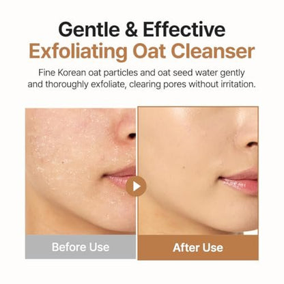 Purito Oat Exfoliating Facial Polish Cleanser - Hydrating Daily Face Wash with Gentle Scrub Clay, Pore Minimizing, Panthenol, Oat Seed Water, Vegan, Non-comedogenic Korean Skin Care (5.07 fl.oz) Avelisse