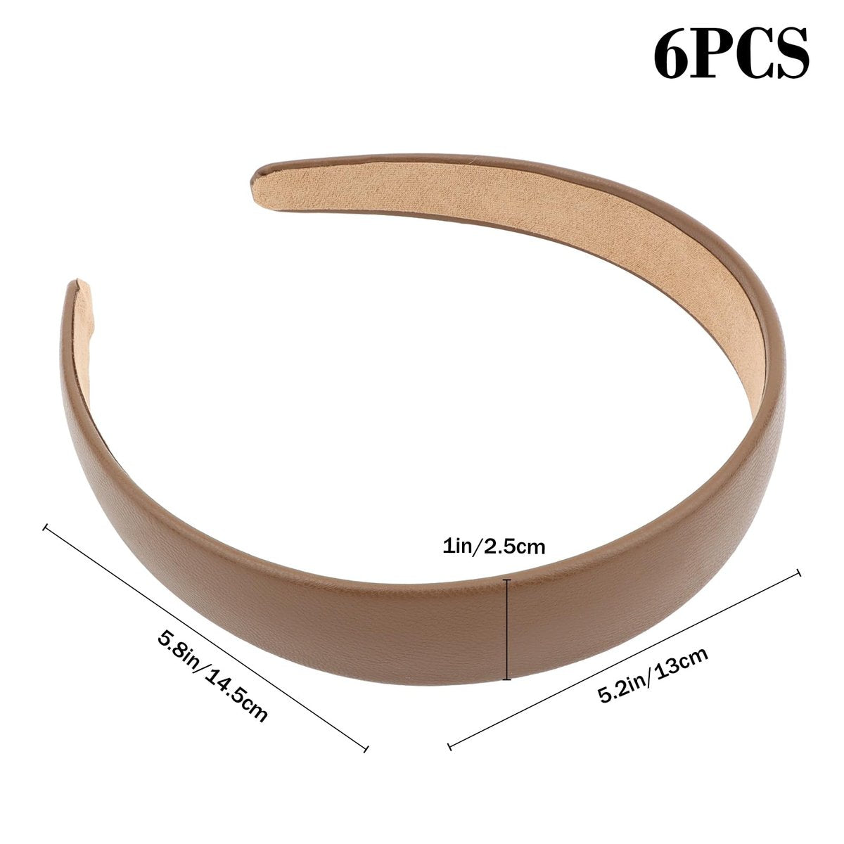 Oblihumoy 6 Pack Leather Headband - Fashion Wide Headbands for Women, Non-Slip Padded Hairbands for Thick Hair, Cute Hair Accessories - görsel 3