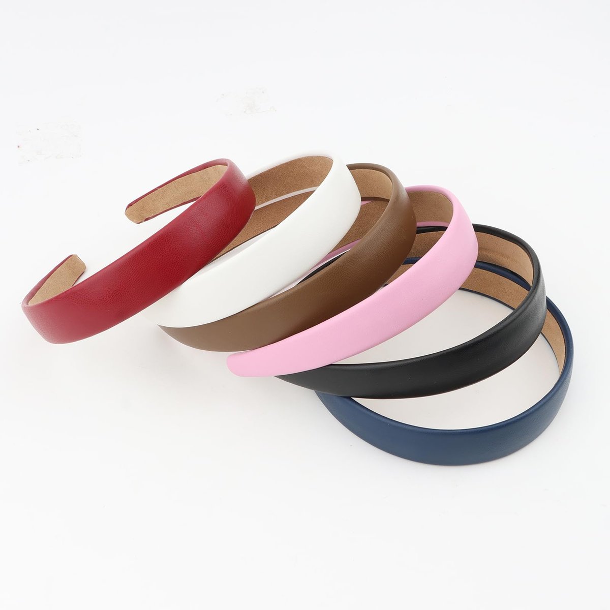 Oblihumoy 6 Pack Leather Headband - Fashion Wide Headbands for Women, Non-Slip Padded Hairbands for Thick Hair, Cute Hair Accessories - görsel 13