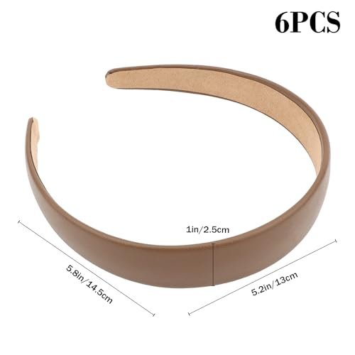 Oblihumoy 6 Pack Leather Headband - Fashion Wide Headbands for Women, Non-Slip Padded Hairbands for Thick Hair, Cute Hair Accessories - görsel 4