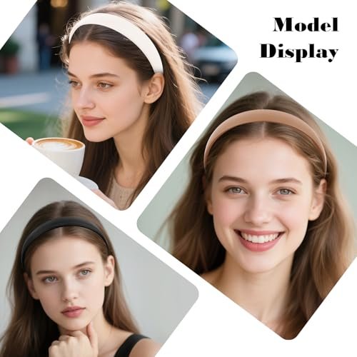 Oblihumoy 6 Pack Leather Headband - Fashion Wide Headbands for Women, Non-Slip Padded Hairbands for Thick Hair, Cute Hair Accessories - görsel 8