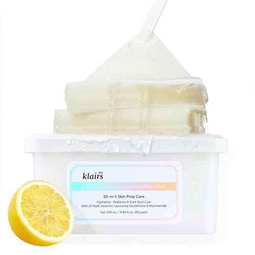DearKlairs Freshly Juiced Vitamin C Toner Pads - Hydrating & Exfoliating Korean Skincare for Sensitive Skin, 80 Pads Avelisse