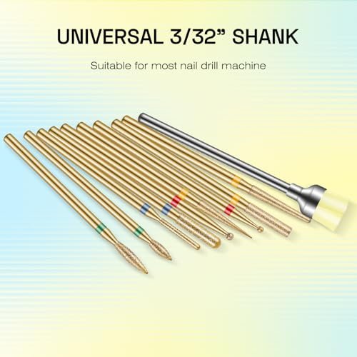 Depvko 10pcs 3/32" Cuticle Nail Drill Bits Kit - Gold, for Acrylic Gel Manicure Pedicure, E-File Nail Care Tools - görsel 4