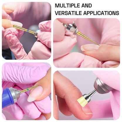 Depvko 10pcs 3/32" Cuticle Nail Drill Bits Kit - Gold, for Acrylic Gel Manicure Pedicure, E-File Nail Care Tools
