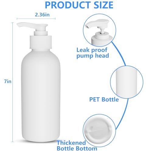 DTDNZKN 2 Pack 10 oz (300ml) Pump Bottles Dispenser for Massage Oil, Liquid Soap with Labels - White PET - görsel 4