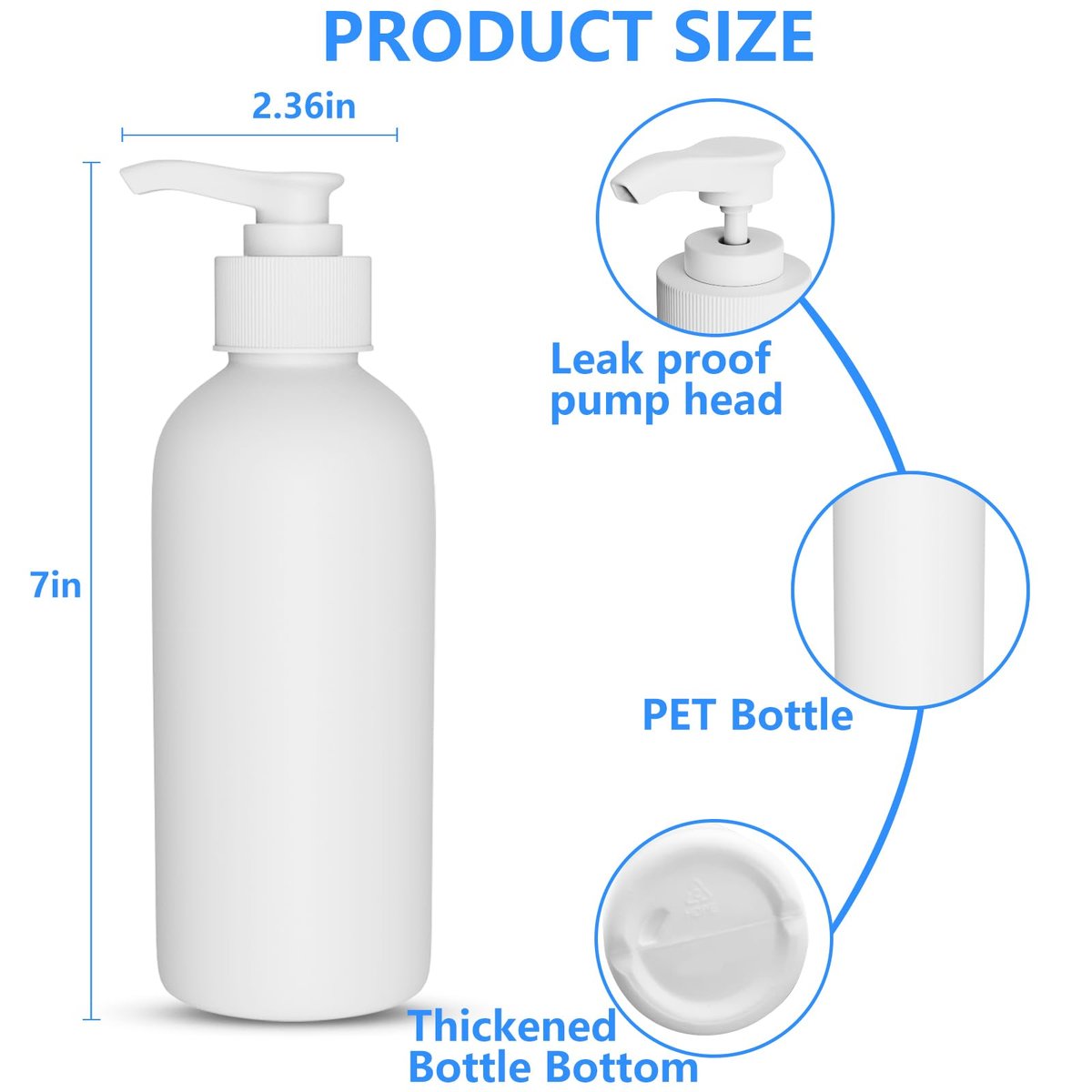 DTDNZKN 2 Pack 10 oz (300ml) Pump Bottles Dispenser for Massage Oil, Liquid Soap with Labels - White PET - görsel 3