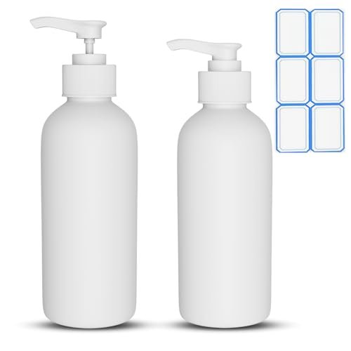 DTDNZKN 2 Pack 10 oz (300ml) Pump Bottles Dispenser for Massage Oil, Liquid Soap with Labels - White PET - görsel 2
