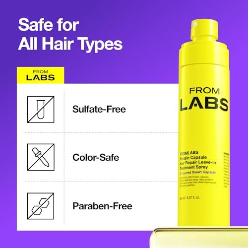 FROMLABS Protein Capsule Leave-In Treatment Spray – Lightweight Hydrating Mist for Heat Protection (Up to 428°F), Frizz Control & Split End Repair, Color-Safe, Fine-Hair Friendly, 5.07 fl oz - görsel 12