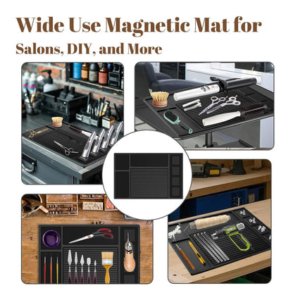 Adevar Magnetic Barber Mat for Clippers - Professional Non-Slip Station Organizer Mat for Beauty Tools, Black Avelisse