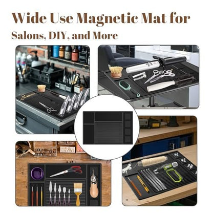 Adevar Magnetic Barber Mat for Clippers - Professional Non-Slip Station Organizer Mat for Beauty Tools, Black Avelisse