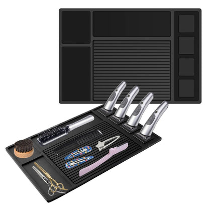 Adevar Magnetic Barber Mat for Clippers - Professional Non-Slip Station Organizer Mat for Beauty Tools, Black Avelisse