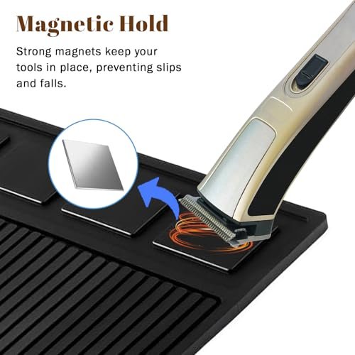 Adevar Magnetic Barber Mat for Clippers - Professional Non-Slip Station Organizer Mat for Beauty Tools, Black Avelisse