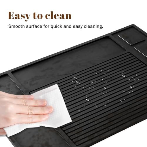 Adevar Magnetic Barber Mat for Clippers - Professional Non-Slip Station Organizer Mat for Beauty Tools, Black Avelisse