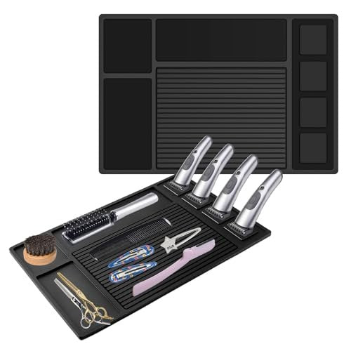 Adevar Magnetic Barber Mat for Clippers - Professional Non-Slip Station Organizer Mat for Beauty Tools, Black Avelisse
