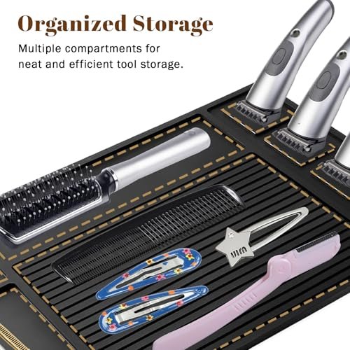 Adevar Magnetic Barber Mat for Clippers - Professional Non-Slip Station Organizer Mat for Beauty Tools, Black Avelisse