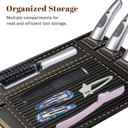 Adevar Magnetic Barber Mat for Clippers - Professional Non-Slip Station Organizer Mat for Beauty Tools, Black Avelisse