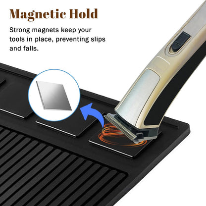 Adevar Magnetic Barber Mat for Clippers - Professional Non-Slip Station Organizer Mat for Beauty Tools, Black Avelisse