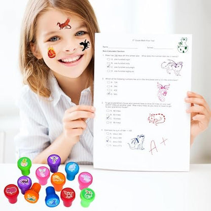 36PCS Dragon Party Favors Set: Pre-Cut Temporary Tattoos & Stamps for Dragon-Themed Birthday, Goodie Bags, Classroom Rewards, and Kids' Gifts Avelisse