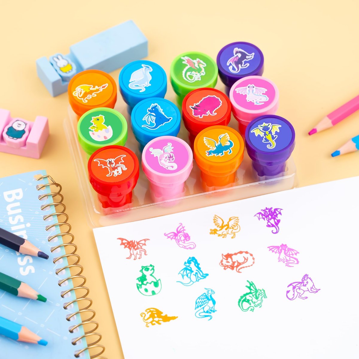 36PCS Dragon Party Favors Set: Pre-Cut Temporary Tattoos & Stamps for Dragon-Themed Birthday, Goodie Bags, Classroom Rewards, and Kids' Gifts Avelisse