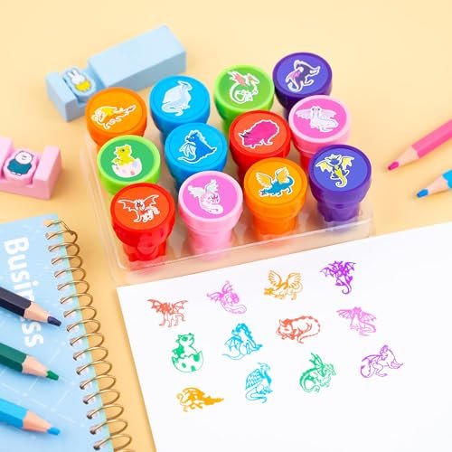 36PCS Dragon Party Favors Set: Pre-Cut Temporary Tattoos & Stamps for Dragon-Themed Birthday, Goodie Bags, Classroom Rewards, and Kids' Gifts Avelisse