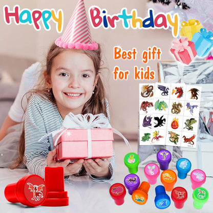 36PCS Dragon Party Favors Set: Pre-Cut Temporary Tattoos & Stamps for Dragon-Themed Birthday, Goodie Bags, Classroom Rewards, and Kids' Gifts Avelisse