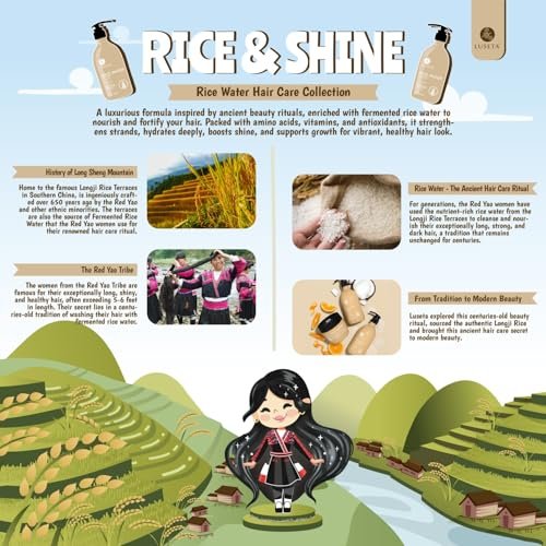Luseta Rice Water Conditioner - Strengthening & Nourishing, Revitalizes Shine, Hydrating & Frizz Control for All Hair Types, 16.9 oz Avelisse