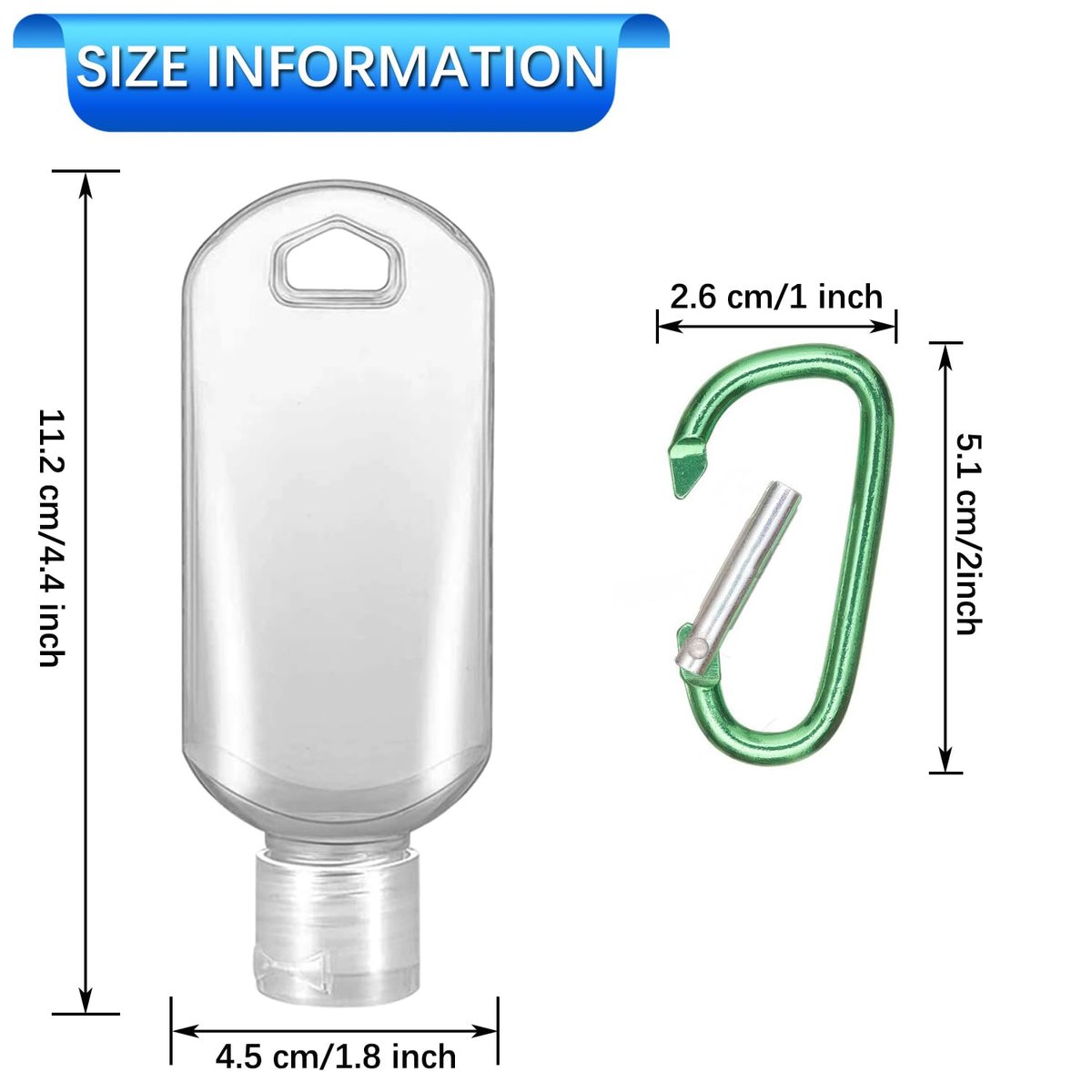 Ynaize 5 Pack Refillable Travel Plastic Bottles with Clip and Keychain - Empty Travel Size Containers for Hand Sanitizer, Lotions, Shampoos - TSA Approved for Kids and Adults - görsel 7