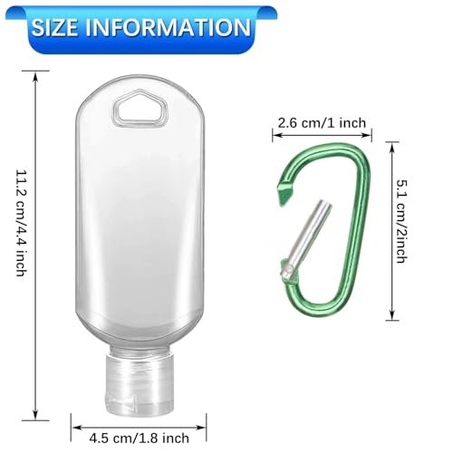 Ynaize 5 Pack Refillable Travel Plastic Bottles with Clip and Keychain - Empty Travel Size Containers for Hand Sanitizer, Lotions, Shampoos - TSA Approved for Kids and Adults - görsel 8