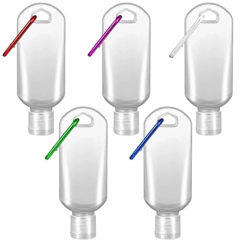 Ynaize 5 Pack Refillable Travel Plastic Bottles with Clip and Keychain - Empty Travel Size Containers for Hand Sanitizer, Lotions, Shampoos - TSA Approved for Kids and Adults - görsel 2