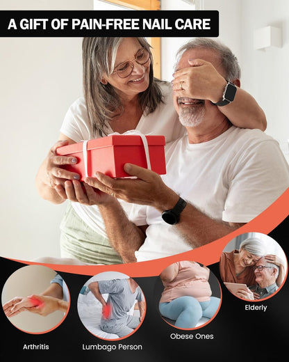 BEZOX Toenail Clippers for Thick Toenails – Long Handle Heavy-Duty Nail Cutters for Seniors, Angled Head, Stainless Steel, Black Avelisse
