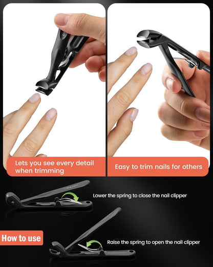 BEZOX Toenail Clippers for Thick Toenails – Long Handle Heavy-Duty Nail Cutters for Seniors, Angled Head, Stainless Steel, Black Avelisse
