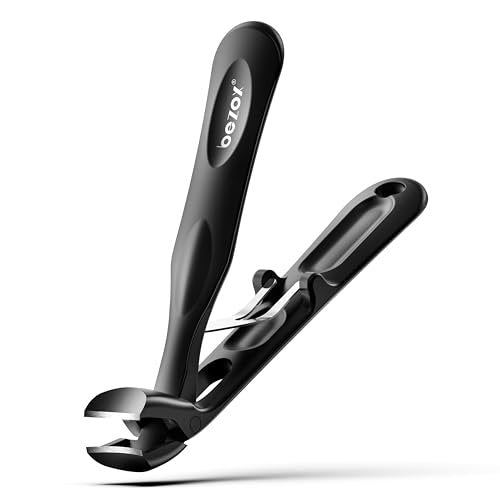 BEZOX Toenail Clippers for Thick Toenails – Long Handle Heavy-Duty Nail Cutters for Seniors, Angled Head, Stainless Steel, Black Avelisse