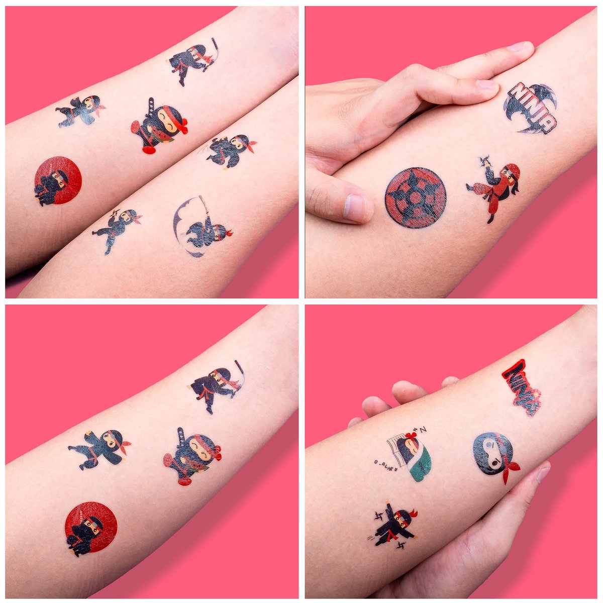 96 PCS Ninja Martial Arts Warriors Pre-Cut Temporary Tattoos for Kids - Super Cute Ninja Themed Skin-Friendly Fake Tattoo Stickers for Birthday Party Favors, Rewards & Decorations - görsel 11