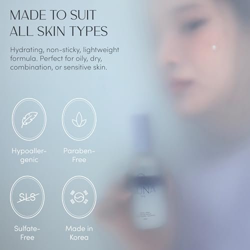 NUNA Ultra Hydrating Face Serum Spray with Peptides, Niacinamide, Hyaluronic Acid & Botanical Extracts – Korean Lightweight Moisture Boost Facial Mist & Setting Spray for Makeup – 3.38 fl oz Avelisse