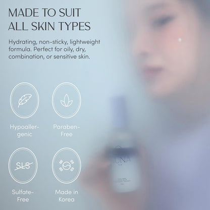 NUNA Ultra Hydrating Face Serum Spray with Peptides, Niacinamide, Hyaluronic Acid & Botanical Extracts – Korean Lightweight Moisture Boost Facial Mist & Setting Spray for Makeup – 3.38 fl oz Avelisse