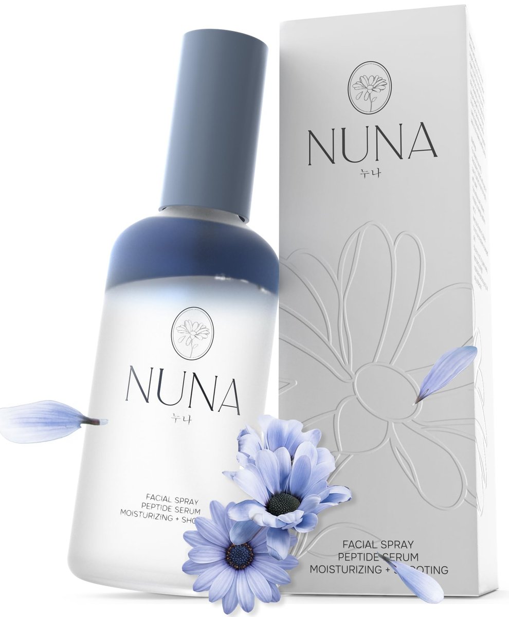 NUNA Ultra Hydrating Face Serum Spray with Peptides, Niacinamide, Hyaluronic Acid & Botanical Extracts – Korean Lightweight Moisture Boost Facial Mist & Setting Spray for Makeup – 3.38 fl oz Avelisse