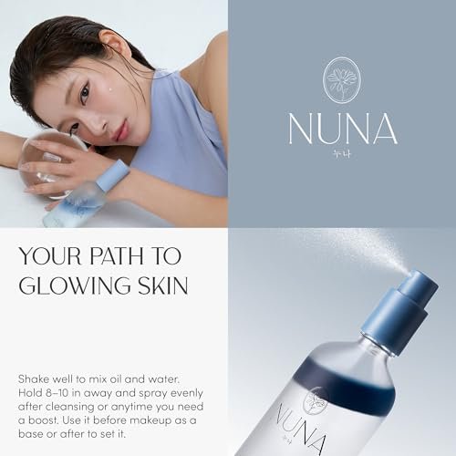 NUNA Ultra Hydrating Face Serum Spray with Peptides, Niacinamide, Hyaluronic Acid & Botanical Extracts – Korean Lightweight Moisture Boost Facial Mist & Setting Spray for Makeup – 3.38 fl oz Avelisse