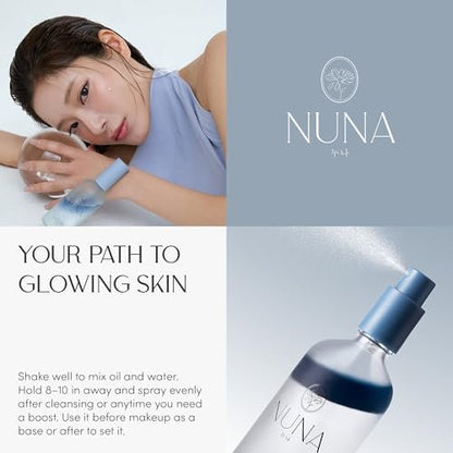 NUNA Ultra Hydrating Face Serum Spray with Peptides, Niacinamide, Hyaluronic Acid & Botanical Extracts – Korean Lightweight Moisture Boost Facial Mist & Setting Spray for Makeup – 3.38 fl oz Avelisse