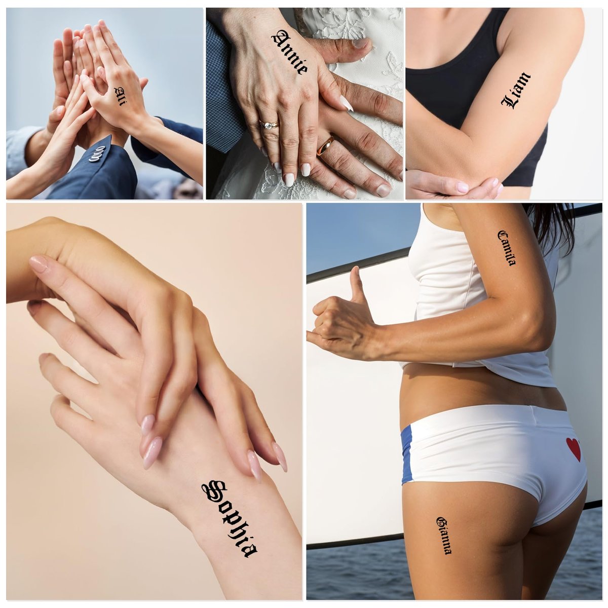 HJZHII 10 Sheet Gothic Temporary Tattoos - Small English Letters Numbers Alphabet Tattoo Stickers for Adult Finger Neck Body - görsel 7